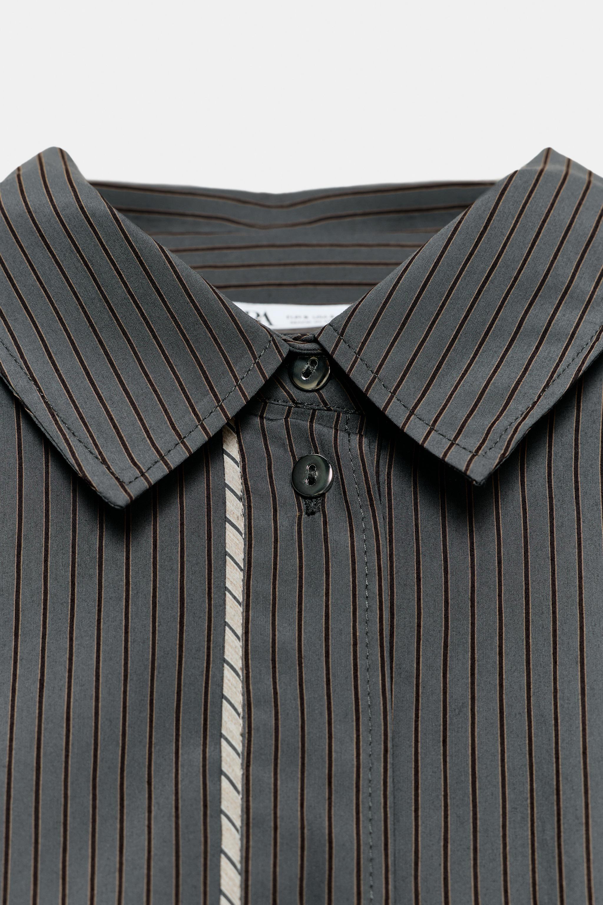 COMBINATION STRIPED VISCOSE BLEND SHIRT